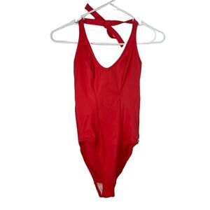 Freya Red One Piece Swimsuit Underwire Womens Small Halter Bathing Suit Coral